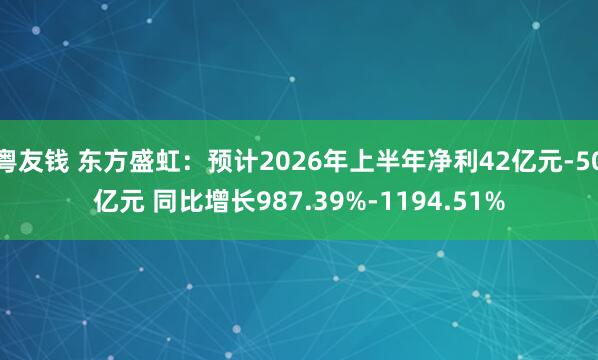 粤友钱 东方盛虹：预计2026年上半年净利42亿元-50亿元 同比增长987.39%-1194.51%